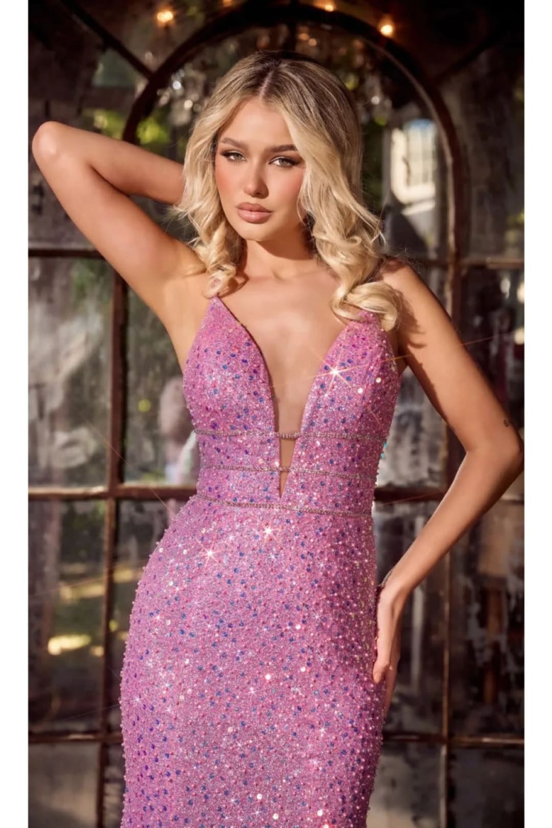 Portia And Scarlett PS24041 Plunging Neck Sequin Mermaid long Dress - Dress