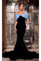 Portia and Scarlett PS24042 -long- Prom Dress with Bow Detail - Black-Blue / 00 - Dress