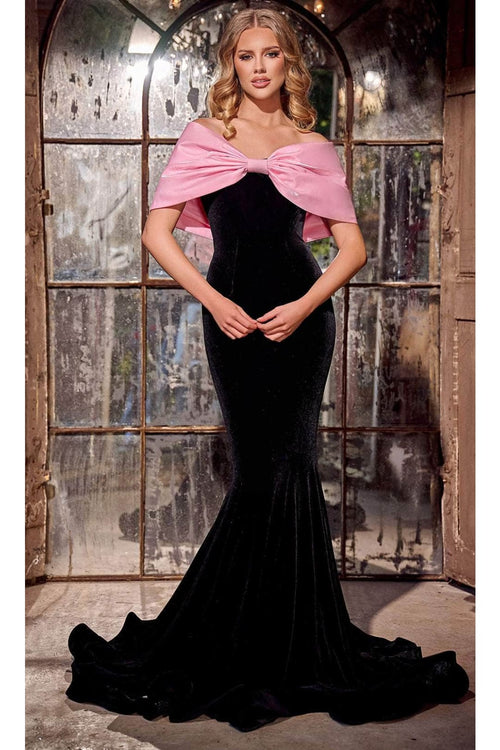 Portia and Scarlett PS24042 -long- Prom Dress with Bow Detail - Black-Blue / 20 - Dress