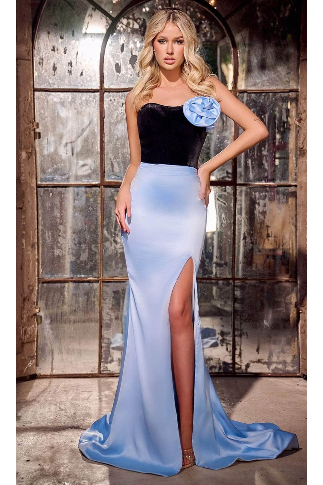 Portia and Scarlett PS24043 -long- Prom Dress Adorned with Floral Appliqué for a Romantic Look - Dress