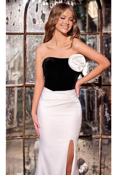 Portia and Scarlett PS24043 -long- Prom Dress Adorned with Floral Appliqué for a Romantic Look - Dress