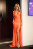 Portia and Scarlett PS24050X Spaghetti Straps Train Formal Gown - ORANGE / 00 - Dress