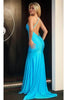 Portia and Scarlett PS24051X -long- Asymmetrical Trumpet Prom Dress - Aqua / 18 - Dress