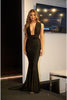 Portia and Scarlett PS24053X Halter Wrap Stretchy Formal Evening Gown - BLACK / Dress