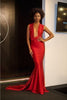 Portia and Scarlett PS24053X Halter Wrap Stretchy Formal Evening Gown - RED / Dress