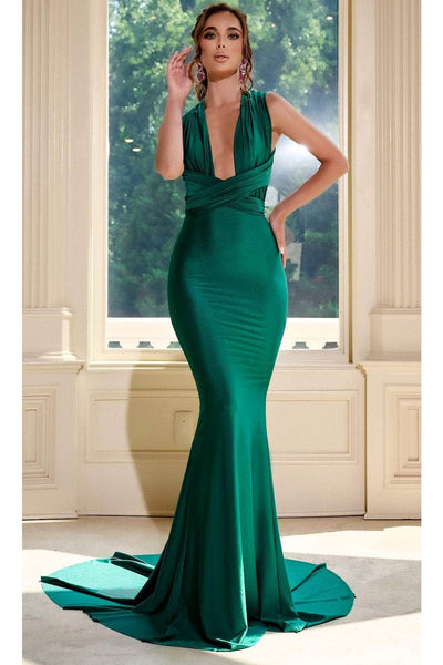 Portia and Scarlett PS24053X - long-Sleeveless Ruched Prom Dress - Hot-Pink / 8 - Dress