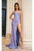 Portia and Scarlett PS24057 Lace-Up Sequin High Slit Evening Dress - Dress