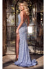 Portia and Scarlett PS24057 -long- Lace-Up Sequin Prom Dress - Blue / 2 - Dress