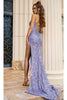 Portia and Scarlett PS24057 -long- Lace-Up Sequin Prom Dress - Blue / 6 - Dress