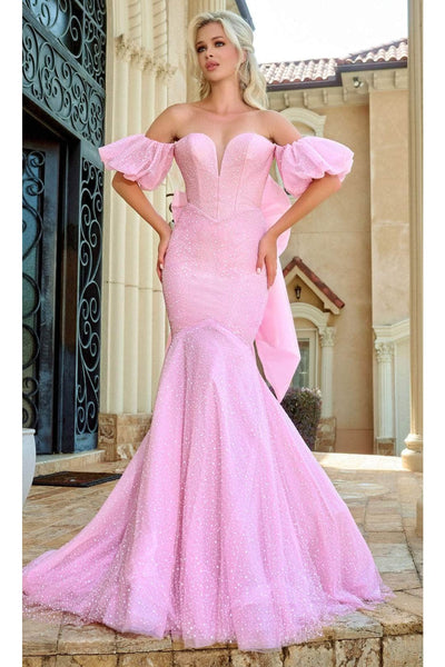 Portia and Scarlett PS24065 - long-Prom Dress with Bow Back Detail - Black-Nude / 10 - Dress