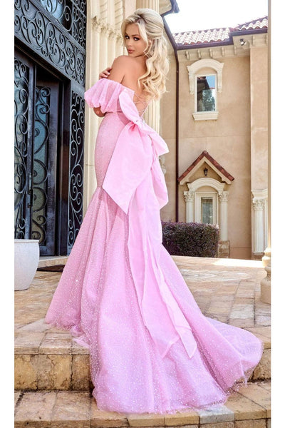 Portia and Scarlett PS24065 - long-Prom Dress with Bow Back Detail - Black-Nude / 12 - Dress