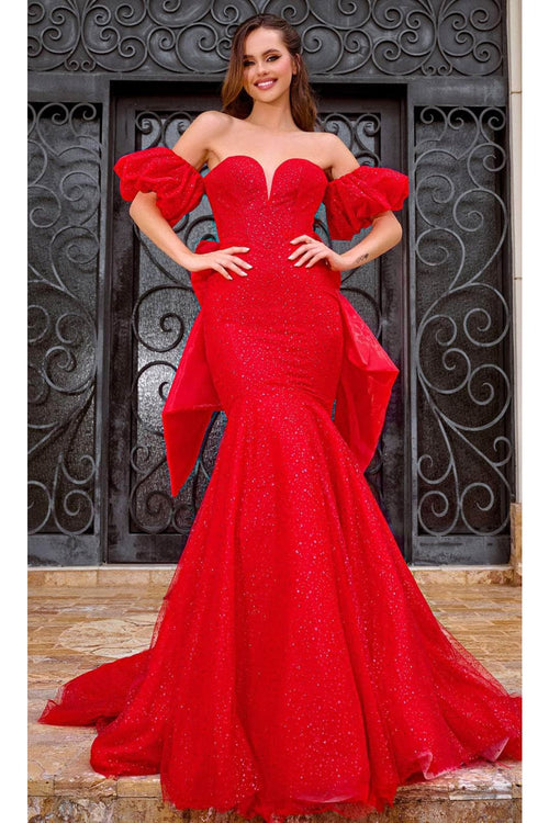 Portia and Scarlett PS24065 - long-Prom Dress with Bow Back Detail - Black-Nude / 16 - Dress