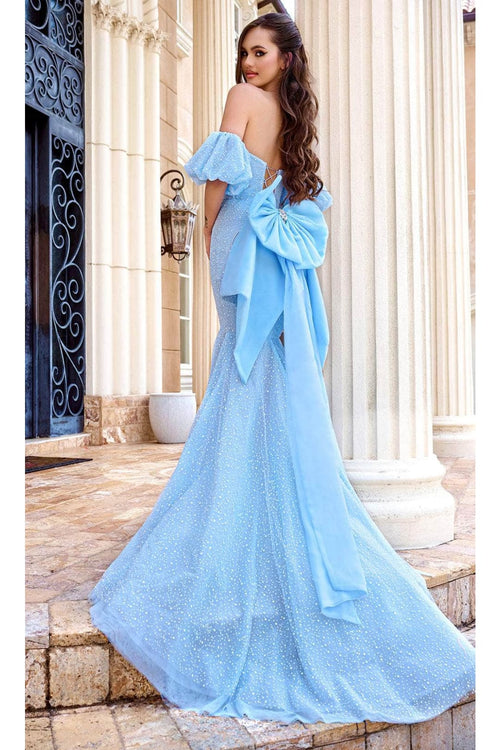 Portia and Scarlett PS24065 - long-Prom Dress with Bow Back Detail - Black-Nude / 4 - Dress