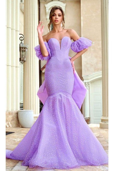 Portia and Scarlett PS24065 - long-Prom Dress with Bow Back Detail - Blue / Dress