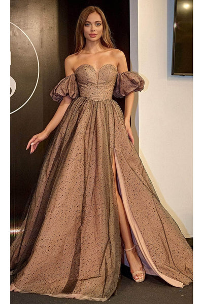 Portia and Scarlett PS24066 -long- Sweetheart Ballgown with Slit - Black-Nude / 12 - Dress
