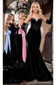 Portia and Scarlett PS24068 -long- Prom Dress with Bow Draping - Black-Blue / 00 - Dress