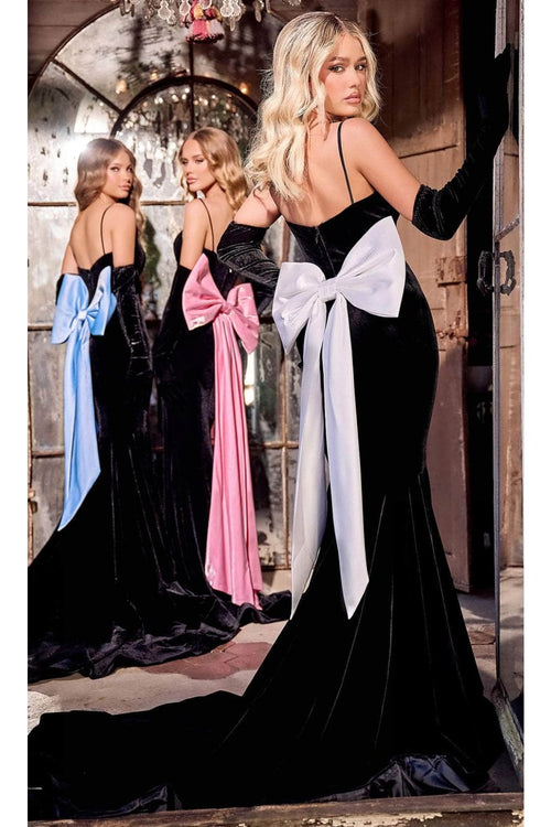Portia and Scarlett PS24068 -long- Prom Dress with Bow Draping - Black-Pink / 22 - Dress