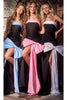 Portia and Scarlett PS24069 -long- Bow Detailed Slit Prom Dress - Black-Blue / 16 - Dress