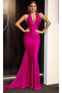 Portia and Scarlett PS24077X -long- Halter Trumpet Evening Gown for a Stylish Statement - Black / 6 - Dress