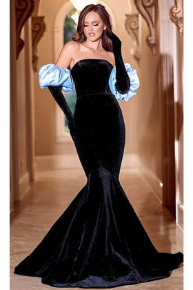Portia and Scarlett PS24084 -long- Strapless Prom Dress in Velvet