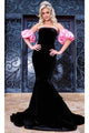 Portia and Scarlett PS24084 -long- Strapless Prom Dress in Velvet - Black-Blue / 18 - Dress