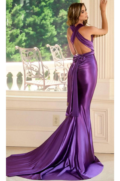 Portia and Scarlett PS24091X -long- Sleek Prom Dress with Plunging Neckline - Blush / 00 - Dress