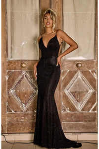 Portia and Scarlett PS24100 Open Back Sequins Prom Evening Gown - BLACK / 00 - Dress