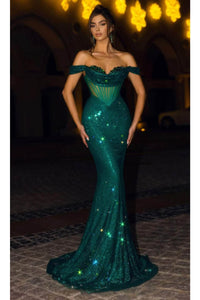 Portia and Scarlett PS24112 -long- Evening Gown with Corset Bodice and Beading - Black / 4 - Dress