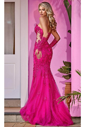 Portia and Scarlett PS24113 -long- Lace Ornate Sweetheart Prom Dress - Blue / 2 - Dress