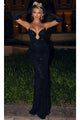 Portia and Scarlett PS24135 - long-Plunging V-Neck Sequin Prom Gown - Black / 00 - Dress
