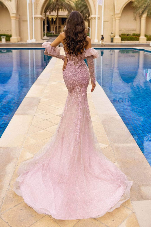 Portia and Scarlett PS24144 -long- Mermaid Prom Gown with Lace AppliquÃ©s - Blue / 16 - Dress