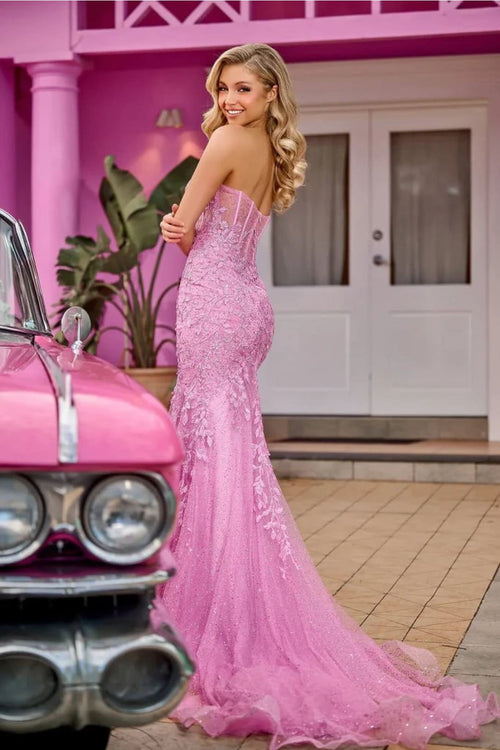Portia and Scarlett PS24144 -long- Mermaid Prom Gown with Lace AppliquÃ©s - Blue / 18 - Dress
