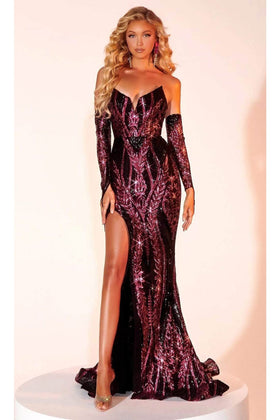 Portia and Scarlett PS24148 -long- Prom Gown with Sequin Pattern