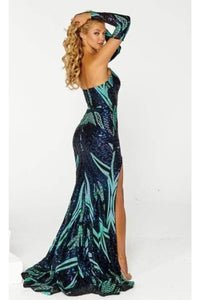 Portia and Scarlett PS24148 -long- Prom Gown with Sequin Pattern - Blue AB / 20 - Dress