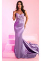 Portia and Scarlett PS24158 -long- Sweetheart Prom Dress with Floral Appliques - Lilac / 00 - Dress
