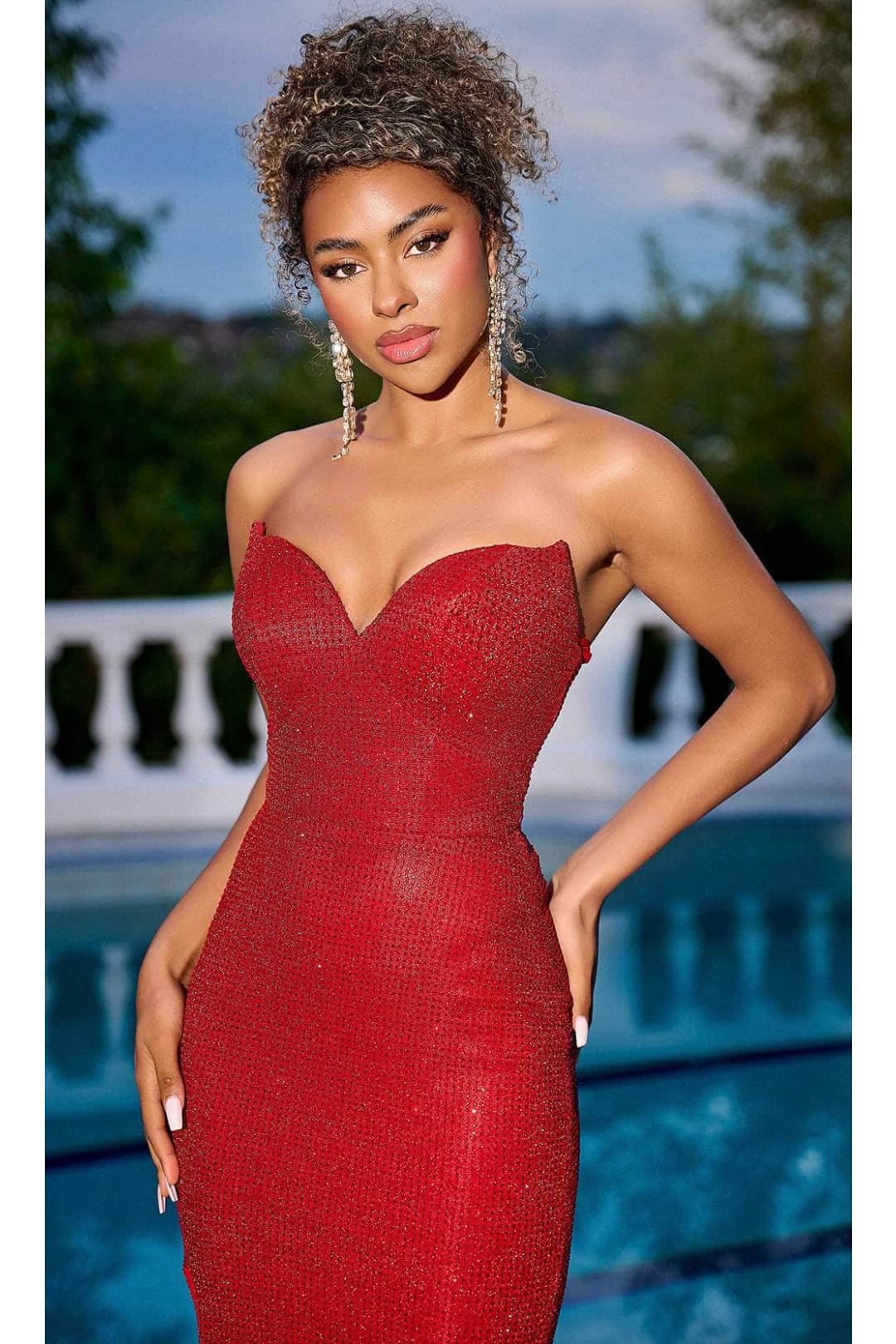 Portia and Scarlett PS24181 - long-Rhinestone Ornate Prom Dress with Slit - Cobalt / 10 - Dress
