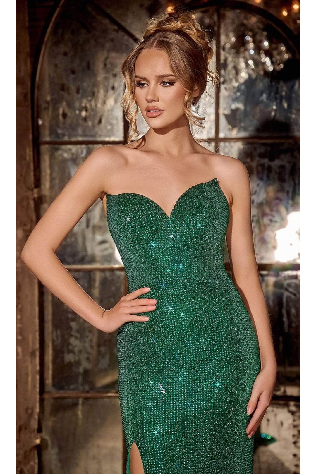 Portia and Scarlett PS24181 - long-Rhinestone Ornate Prom Dress with Slit - Cobalt / 2 - Dress
