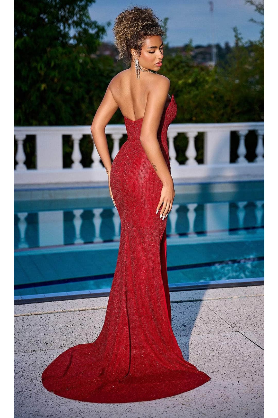 Portia and Scarlett PS24181 - long-Rhinestone Ornate Prom Dress with Slit - Cobalt / 8 - Dress