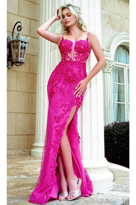 Portia and Scarlett PS24241 -long- AppliquÃ© Prom Dress with Lace-Up Design