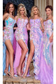 Portia and Scarlett PS24246 - long- Corset Prom Dress with Floral Ornaments - Blue / 00 - Dress