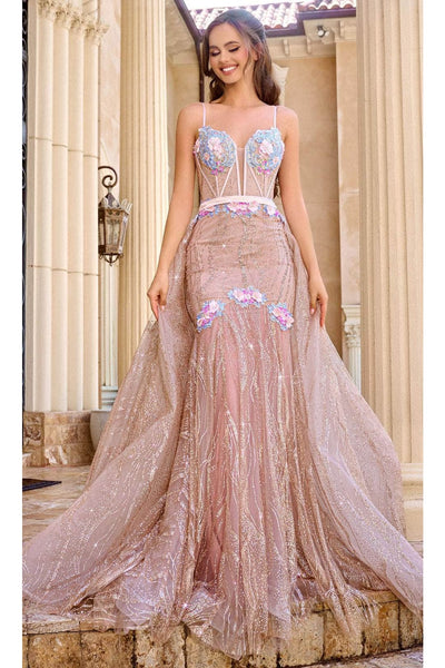 Portia and Scarlett PS24251 -long- Plunging Sweetheart Overskirt Prom Gown for a Dramatic Look - Blue / 24 - Dress