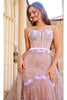 Portia and Scarlett PS24251 -long- Plunging Sweetheart Overskirt Prom Gown for a Dramatic Look - Pink / Dress