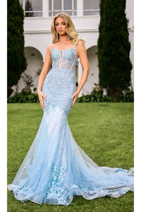 Portia And Scarlett PS24252 Corset Bodice Mermaid Lace Applique Dress - Dress