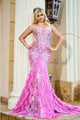 Portia And Scarlett PS24254 Plunging Sweetheart Embellished Prom Gown - PINK/MULTICOLOR - Dress