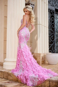 Portia And Scarlett PS24254 Plunging Sweetheart Embellished Prom Gown - PINK/MULTICOLOR - Dress