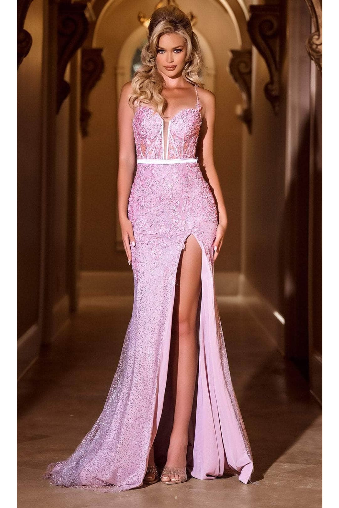 Portia and Scarlett PS24257 -long- Sweetheart Bow Accent Prom Gown for a Charming Look - Pink / 00 - Dress