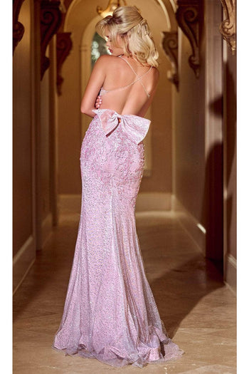 Portia and Scarlett PS24257 -long- Sweetheart Bow Accent Prom Gown for a Charming Look - Pink / 18 - Dress