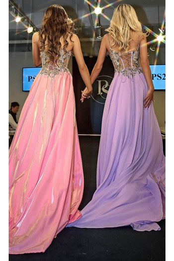 Portia and Scarlett PS24258 -long- Floral Embroidered Sweetheart Prom Gown - Lilac / 00 - Dress