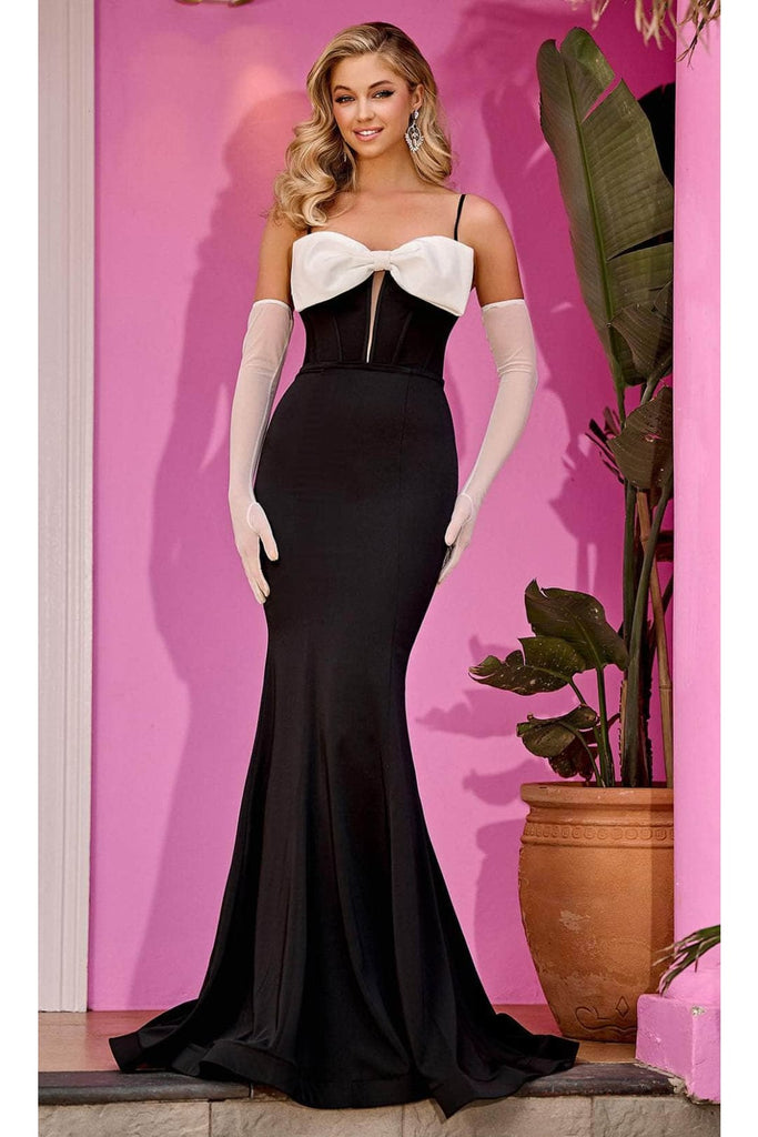 Portia and Scarlett PS24266 -long- Prom Dress with a Stylish Bow Neck Design - Dress