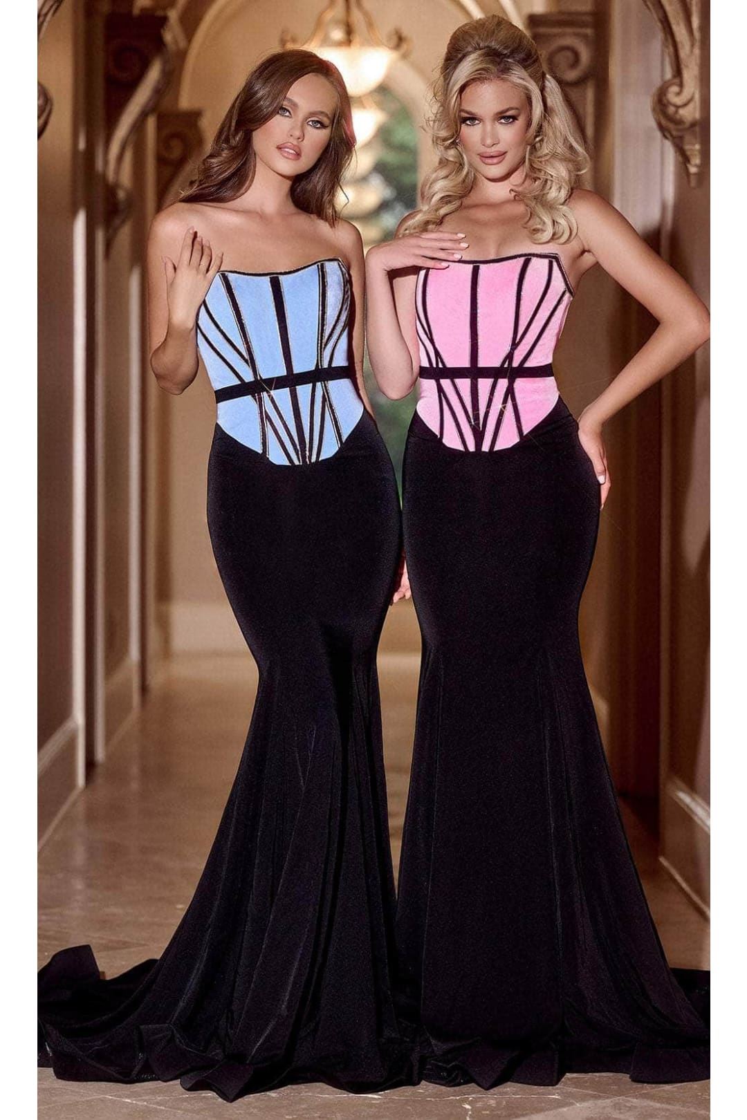 Portia and Scarlett PS24289 -long- Contrast Corset Prom Dress for a Striking Appearance - Black / 10 - Dress